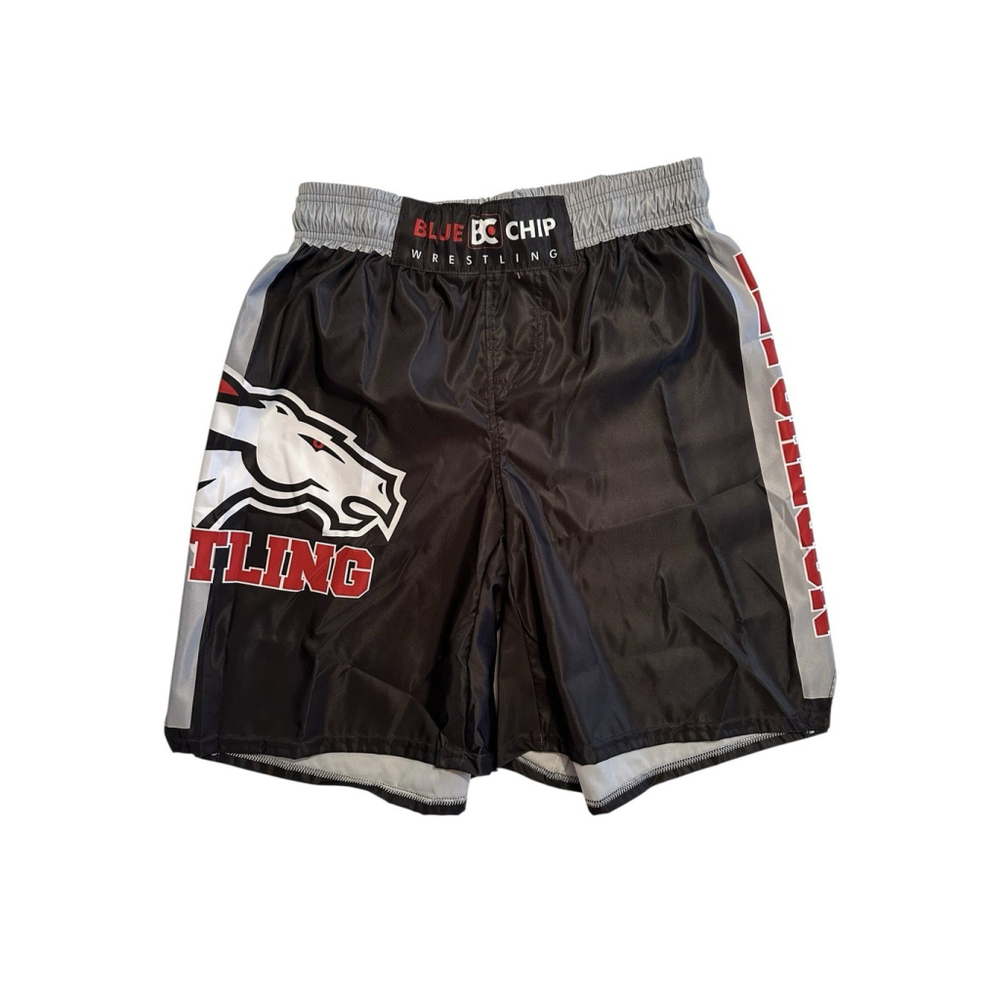 Wrestling Shorts With Drawstring Boys Large Black Polyester Bronco Horse